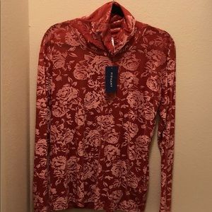 Floral velvet turtleneck- sheer.
